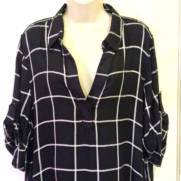 Chelsea & Theodore Black & White Check Grid Print Shirt Dress, X-Large,NWT - Picture 5 of 12